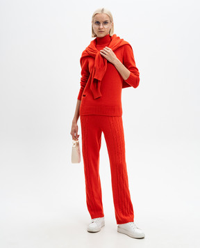 Agnona Red cashmere sweater with metallic logo K2020684K080F
