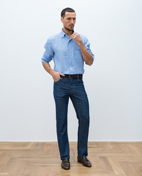 Stefano Ricci Blue linen pants MFT51B2210T205BL