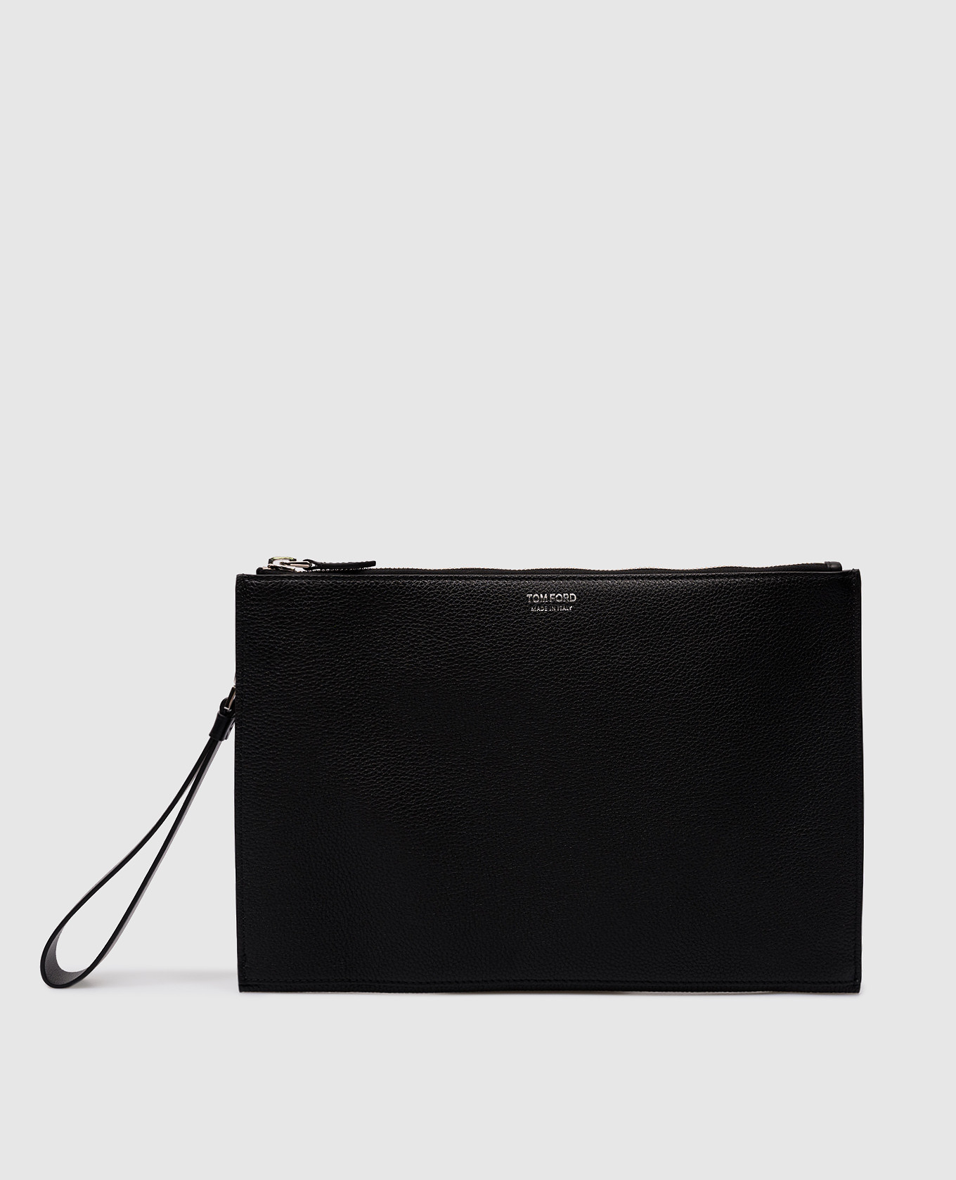 

Black leather clutch with logo Tom Ford