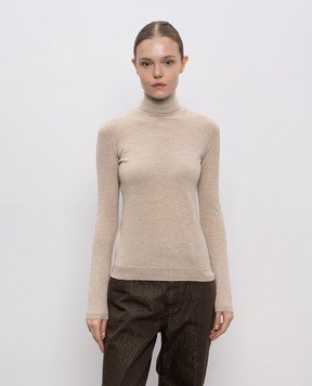 Brunello Cucinelli Beige cashmere and silk lurex turtleneck M41800063P