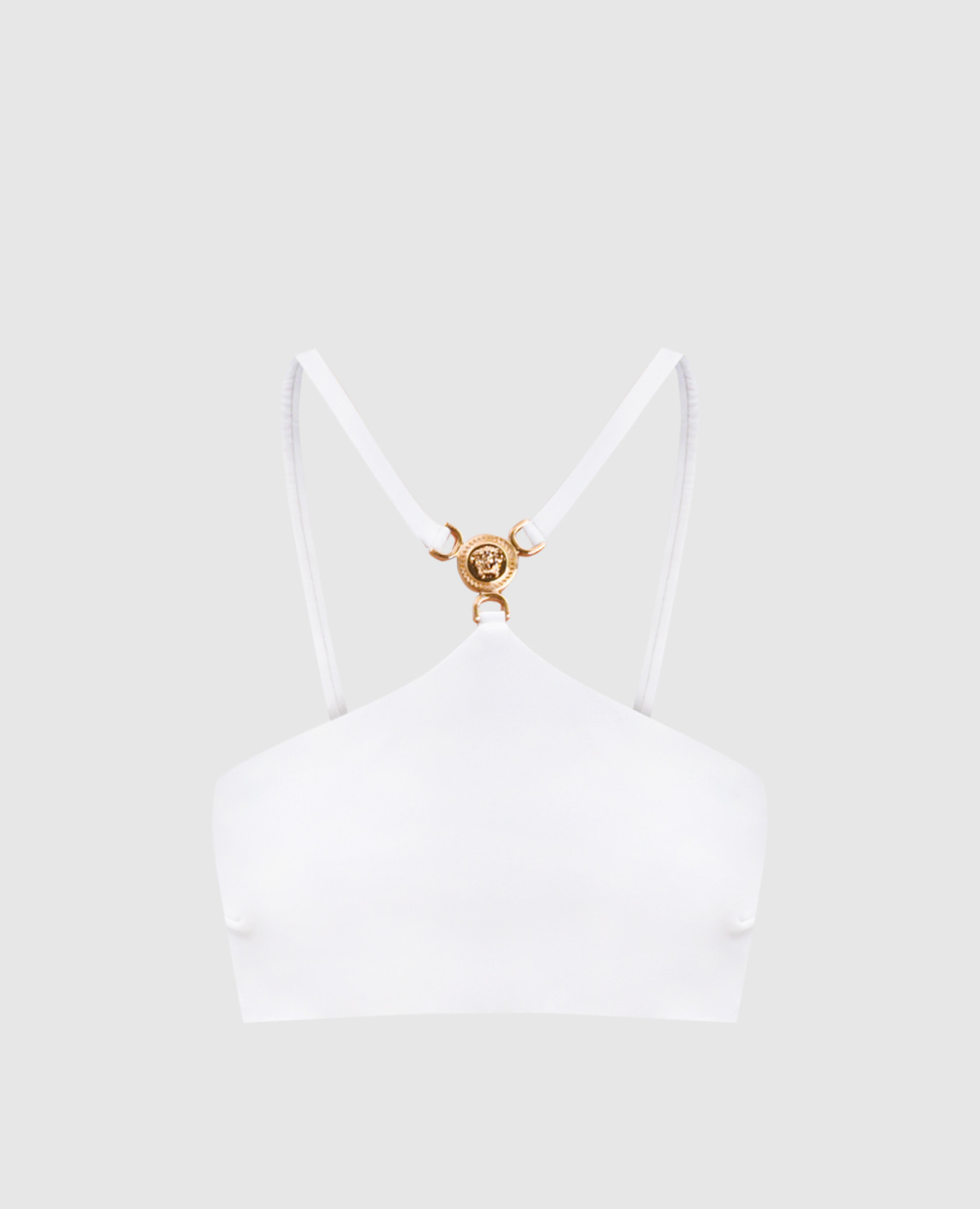 

White swimsuit top with emblem Versace