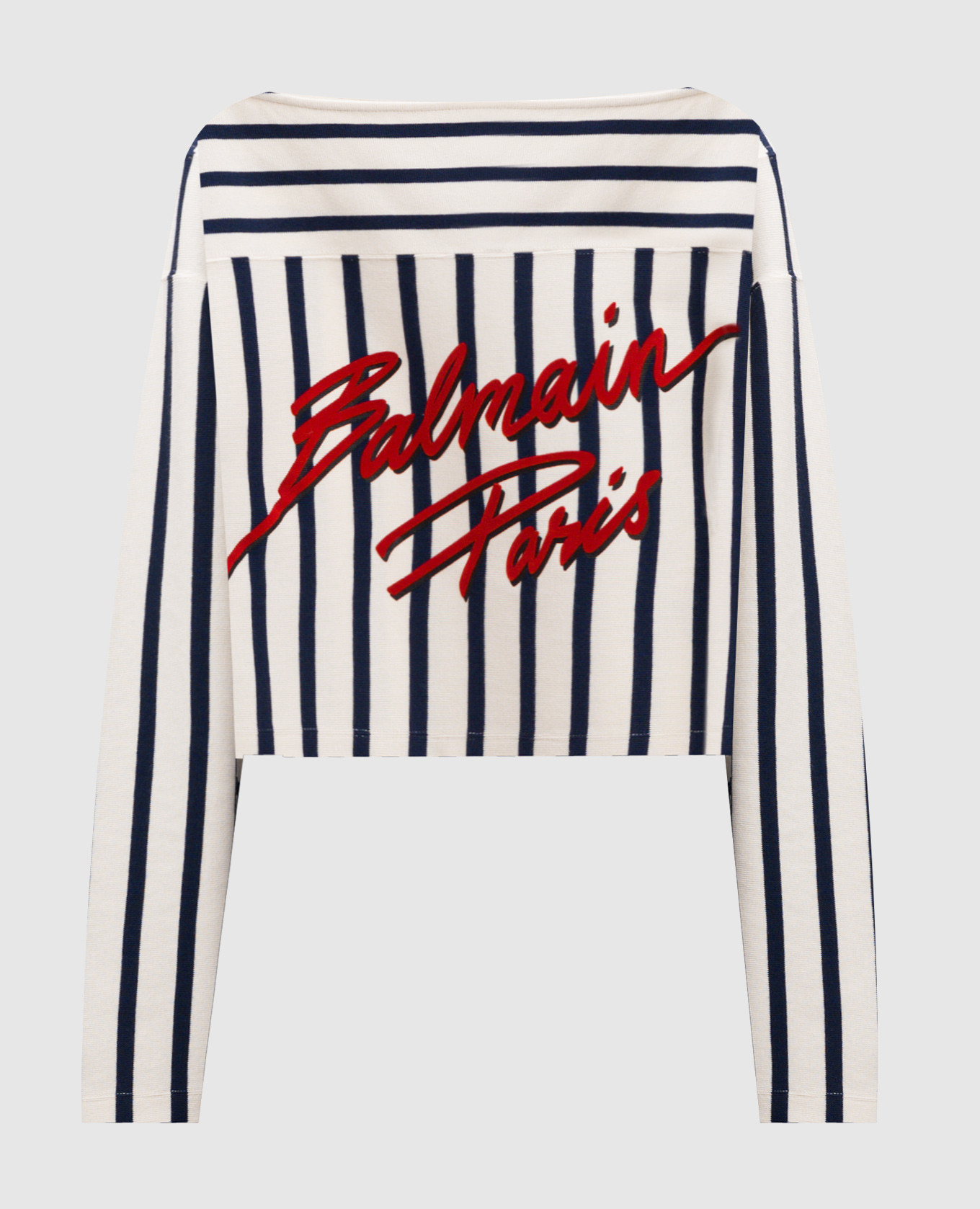 

White cropped striped jumper with logo Balmain