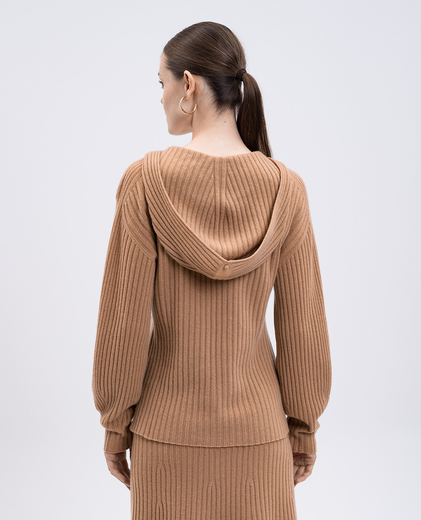 Brown wool and cashmere pullover with hood Twinset 4