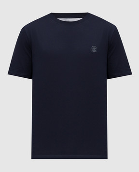 Brunello Cucinelli Blue t-shirt with logo emblem print M0B138440