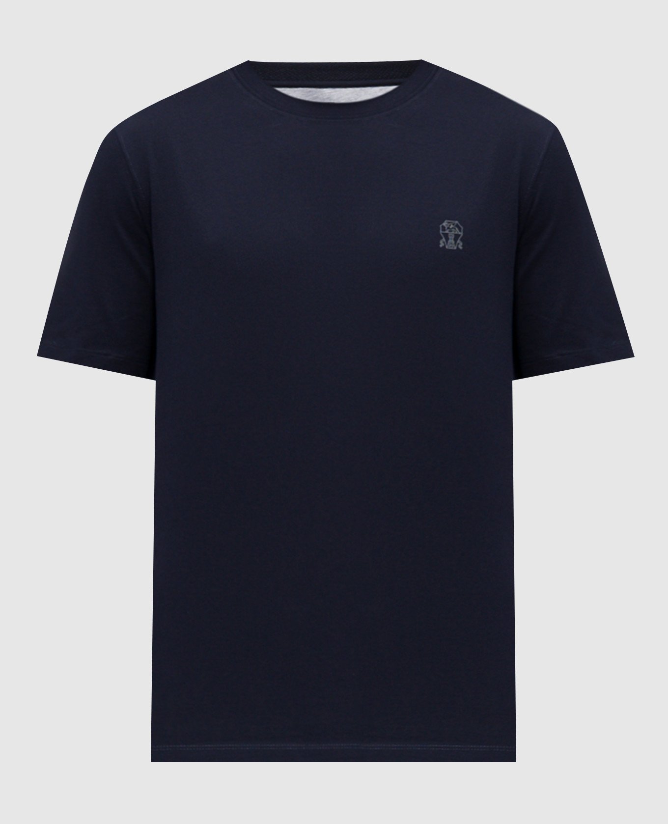 Blue t-shirt with logo emblem print Brunello Cucinelli