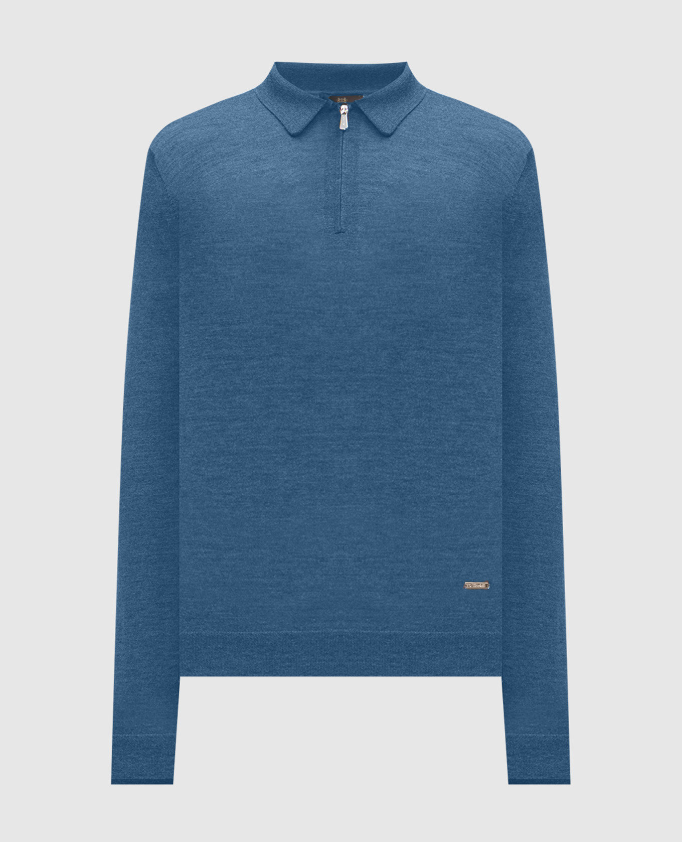 

Blue wool polo shirt with metallic logo Enrico Mandelli, Light blue