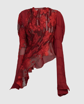 Marc Le Bihan Red silk blouse with lace 26858