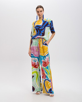 Gary Bigeni QUINN pants made of silk in a floral print QUINN