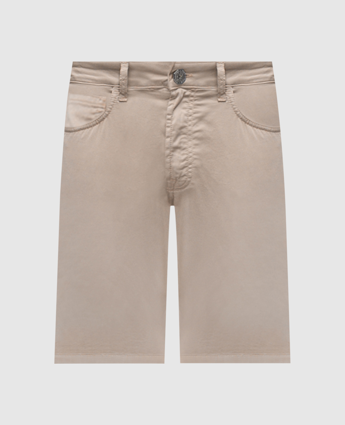 Beige shorts with logo patch Stefano Ricci