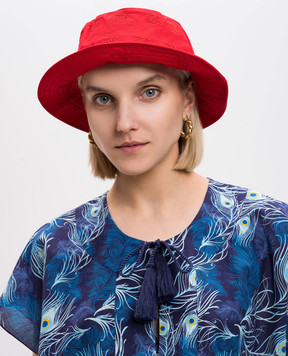 Vilebrequin Red panama with embroidery OOMC4493