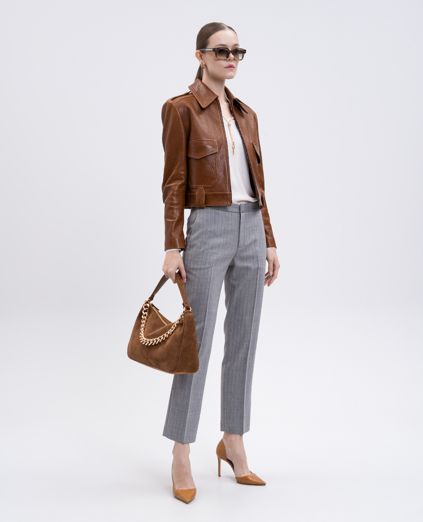 

Grey wool trousers with logo pattern Twinset