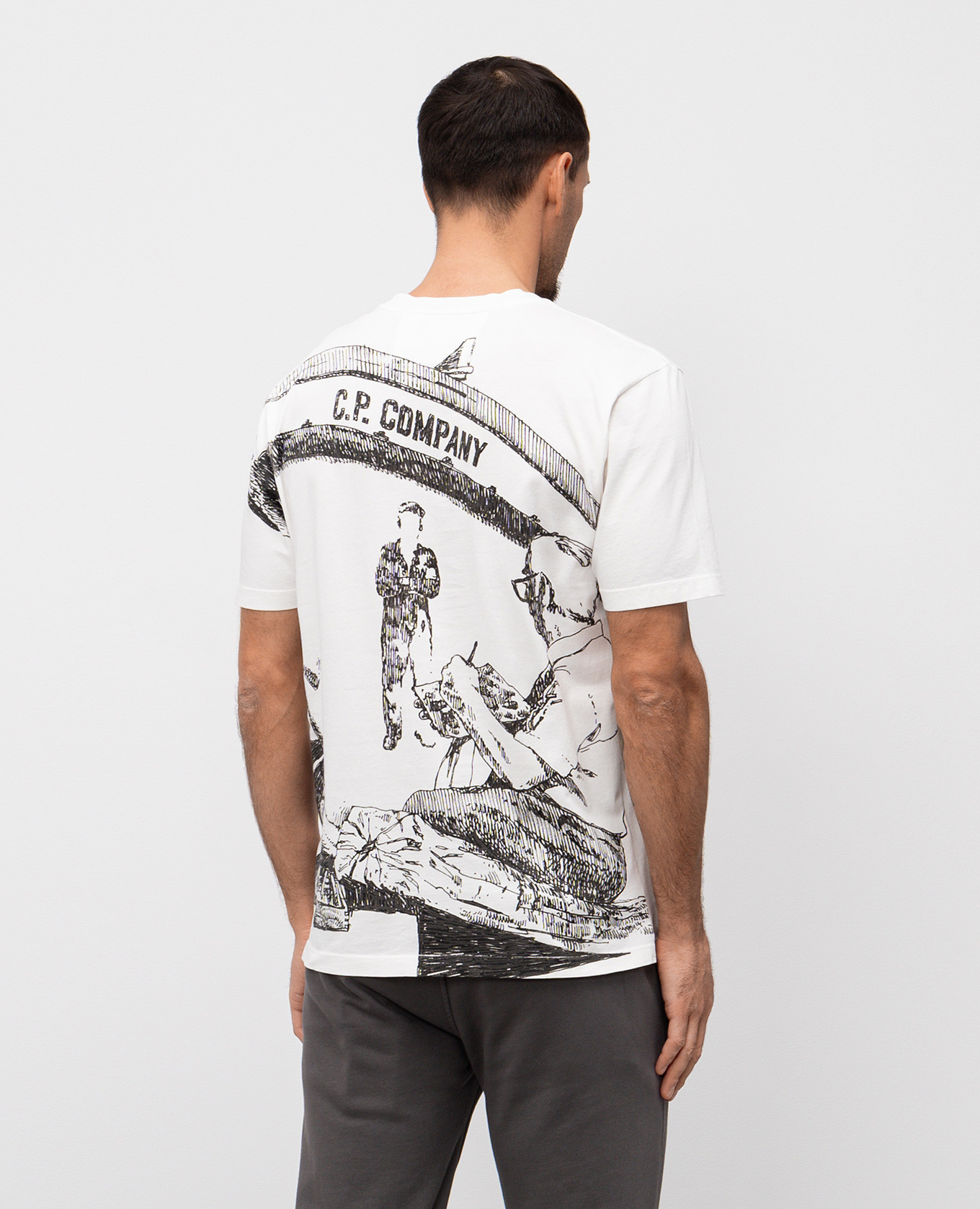

White T-shirt with logo print C.P. Company