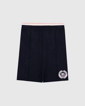 Dolce&Gabbana Children's blue wool skirt with logo L5KI06JDVB7