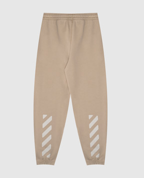 Off-White Kids' khaki joggers with logo print OBCH001S25FLE003