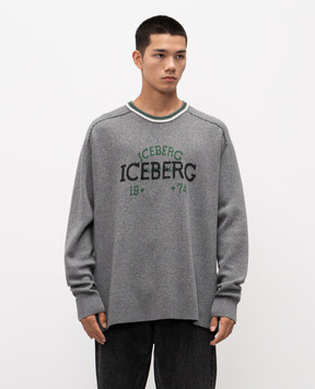 Iceberg Grey wool sweater with logo A0187469