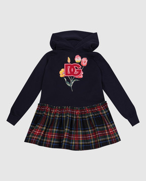 Dolce&Gabbana Children's blue dress with ticket print and logo L5JD8YG7NMK812+
