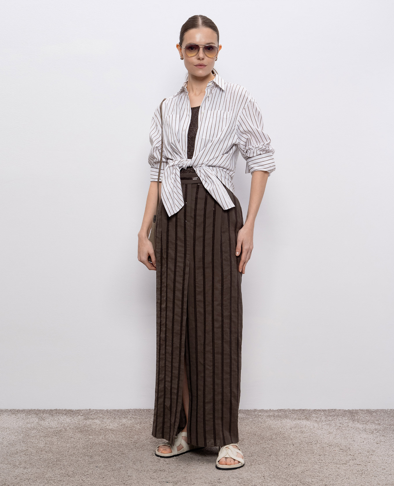 

Brown cashmere and silk lurex top Brunello Cucinelli