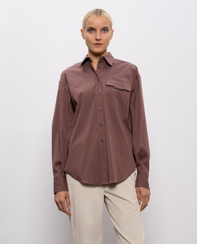 Brunello Cucinelli Brown shirt with monil chain M0091MY516