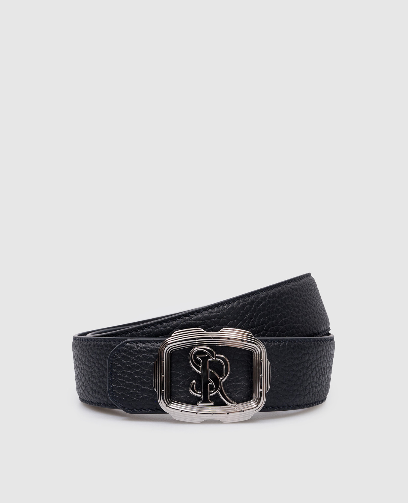 

Blue leather strap with metal logo monogram Stefano Ricci