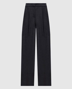 Brunello Cucinelli Gray wool trousers with monil chain MG912P8736