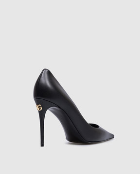 Dolce&Gabbana Black leather pumps with metallic DG logo CD1882A1953