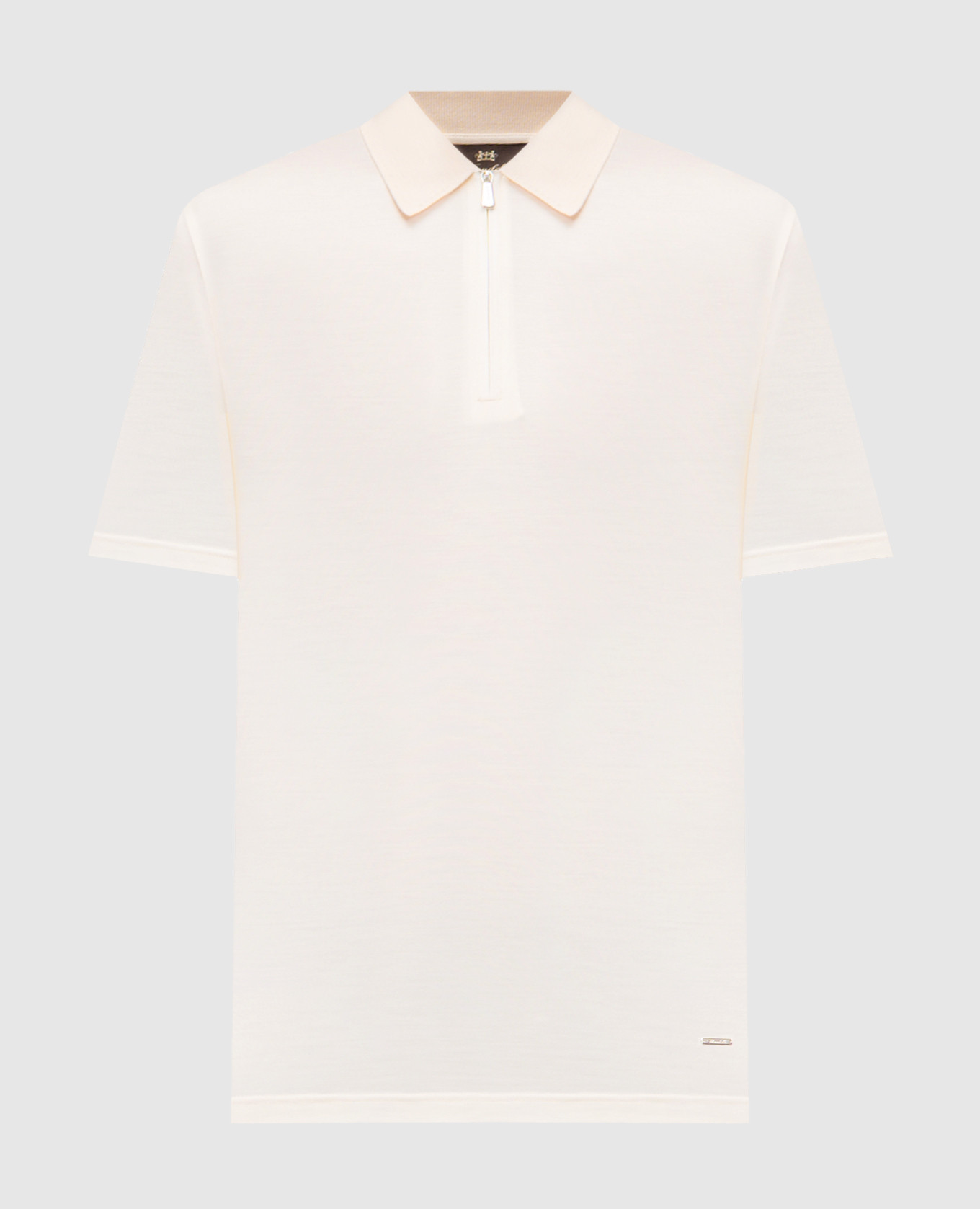 

Beige silk polo shirt Enrico Mandelli