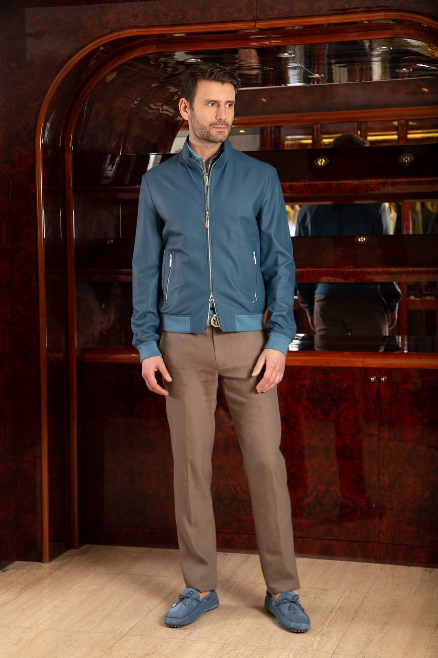 

Blue leather jacket Stefano Ricci