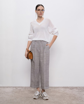 Peserico Gray checked linen pants P0423702631