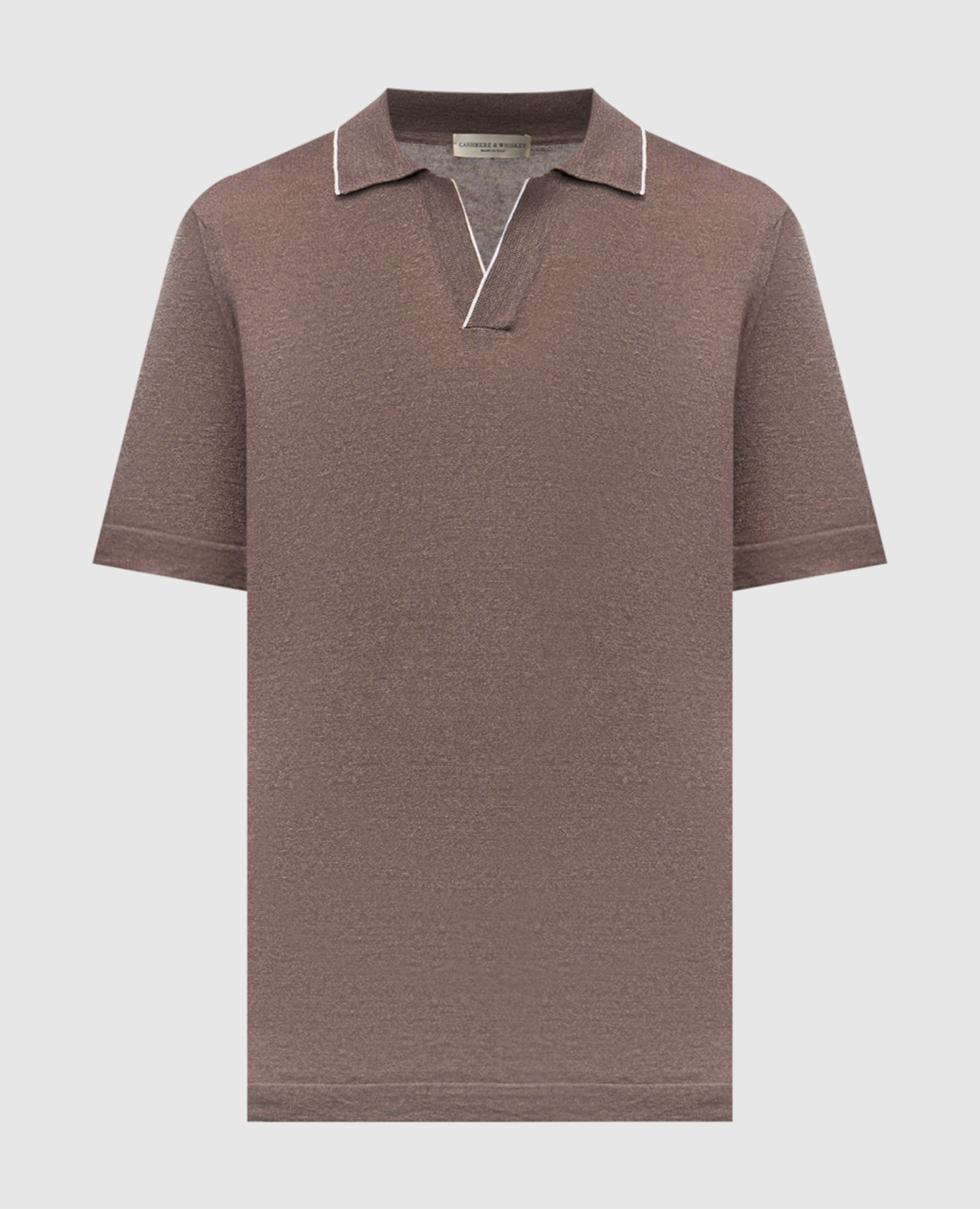 Brown polo with linen and cashmere Cashmere&Whiskey
