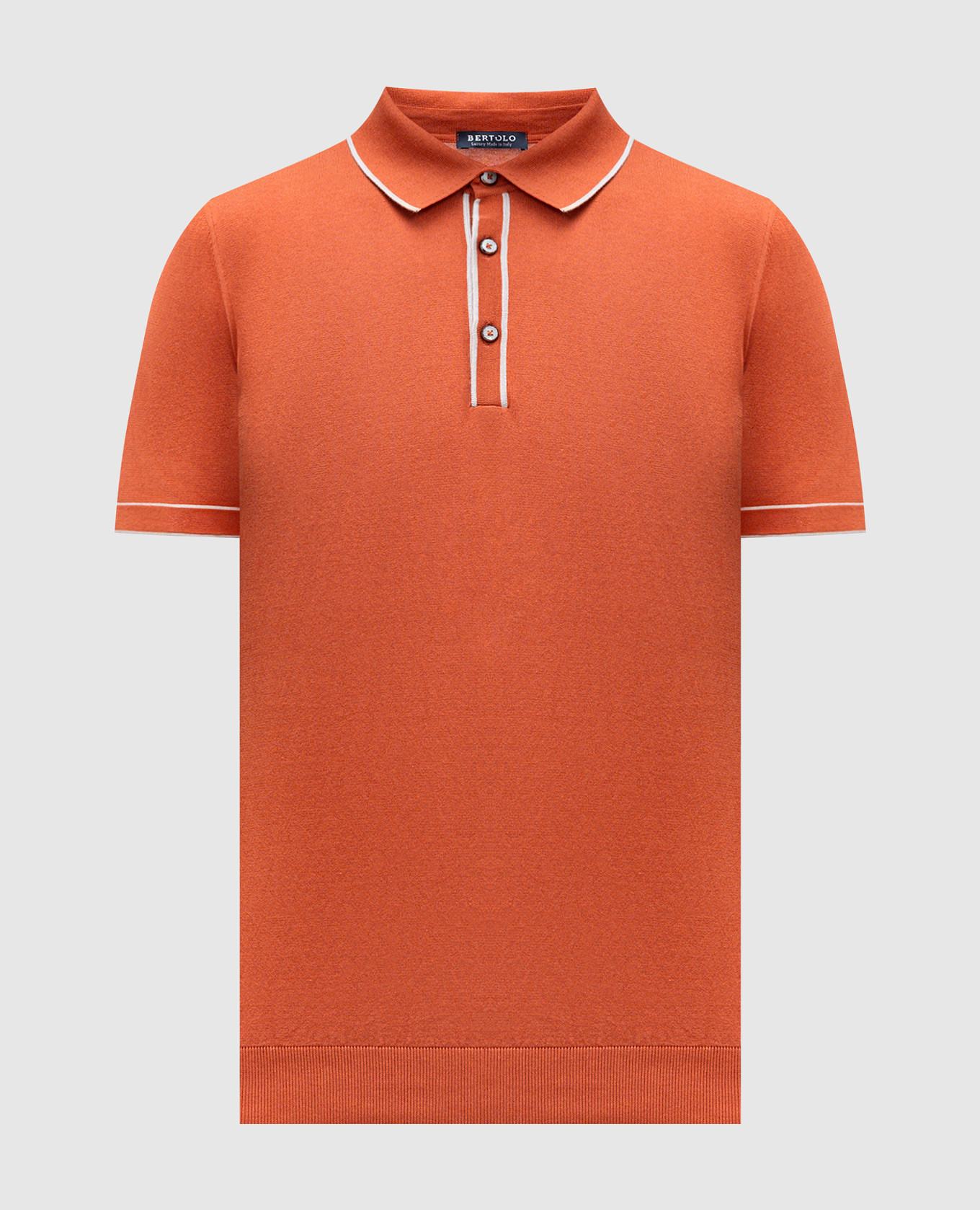 Orange silk polo with contrast trim Bertolo Cashmere