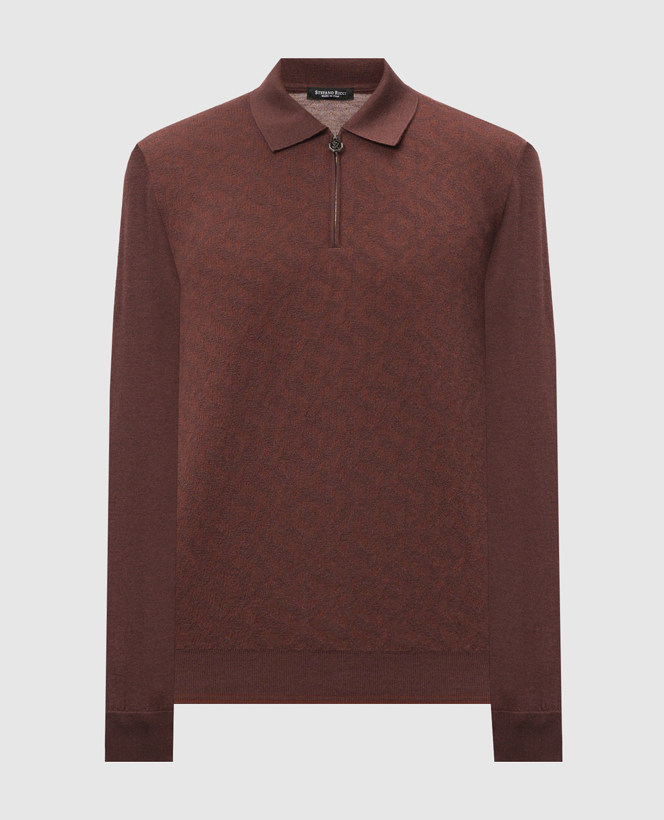 

Burgundy polo shirt made of cashmere and silk in a woven pattern Stefano Ricci