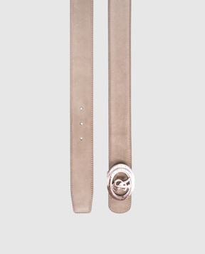 Stefano Ricci Beige suede belt with logo N381SDC528P