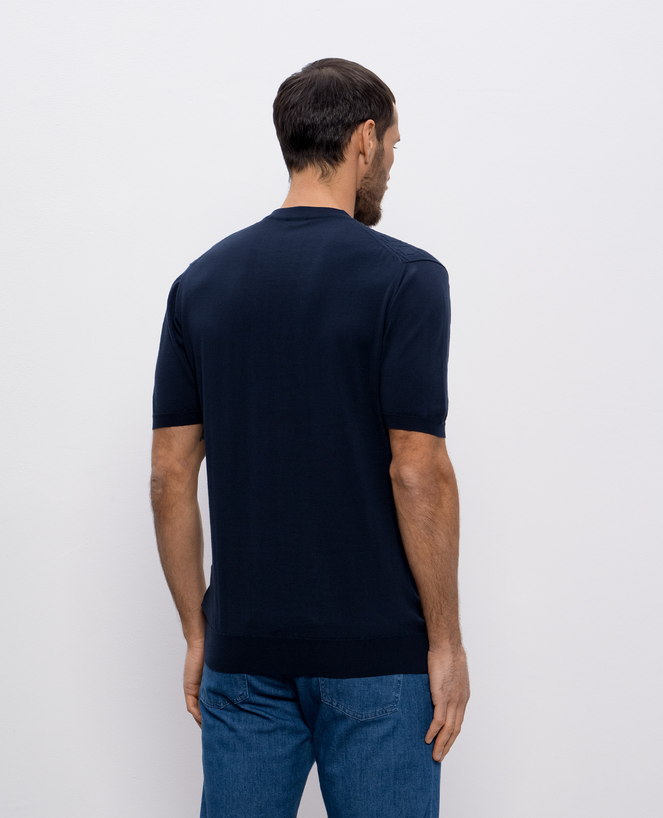 

Blue T-shirt with woven pattern Kiton