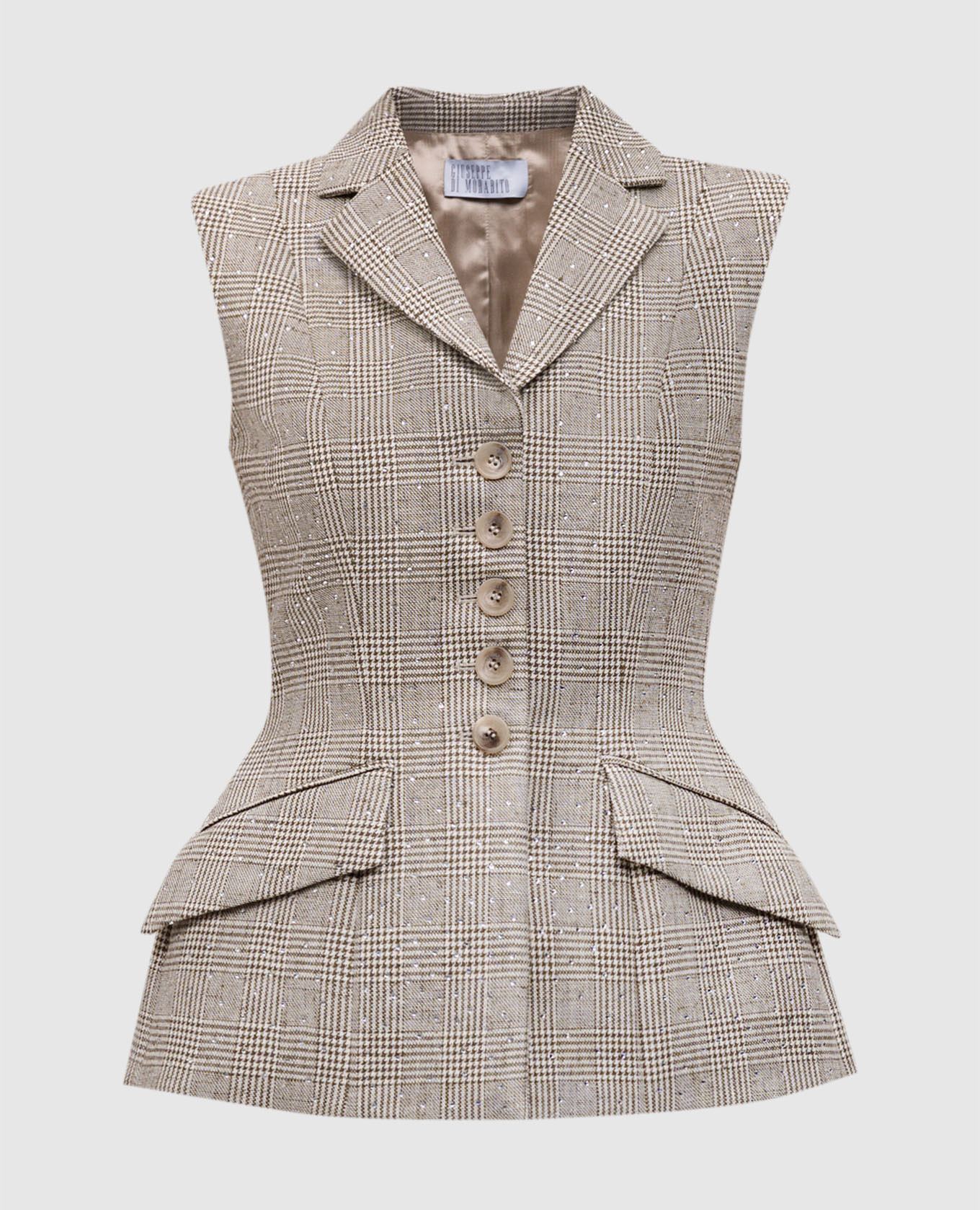 

Beige checked linen vest Giuseppe Di Morabito Milano