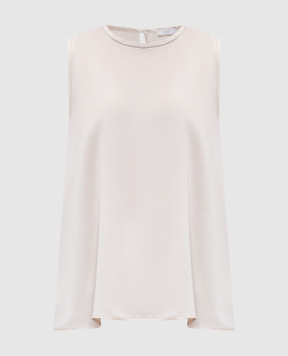 Peserico Beige silk top with monil chain trim A0890302372