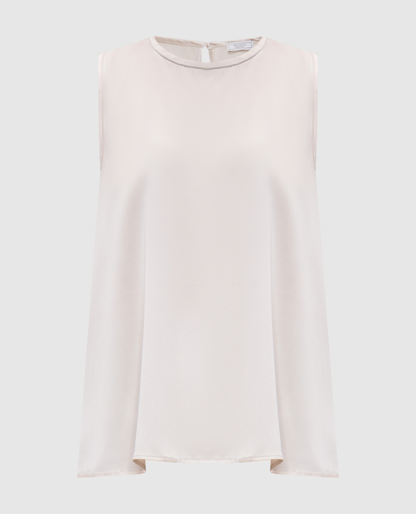 

Beige silk top with monil chain trim Peserico