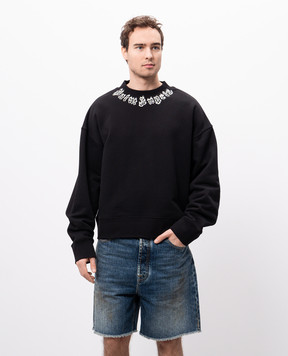Palm Angels Black sweatshirt with logo print PMBA026S25FLE002