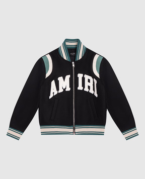 AMIRI Children's black bomber jacket with logo patch AKOUBB1001