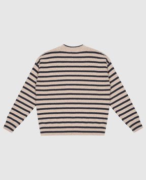 Brunello Cucinelli Children's beige striped wool and cashmere jumper BBMM76300B
