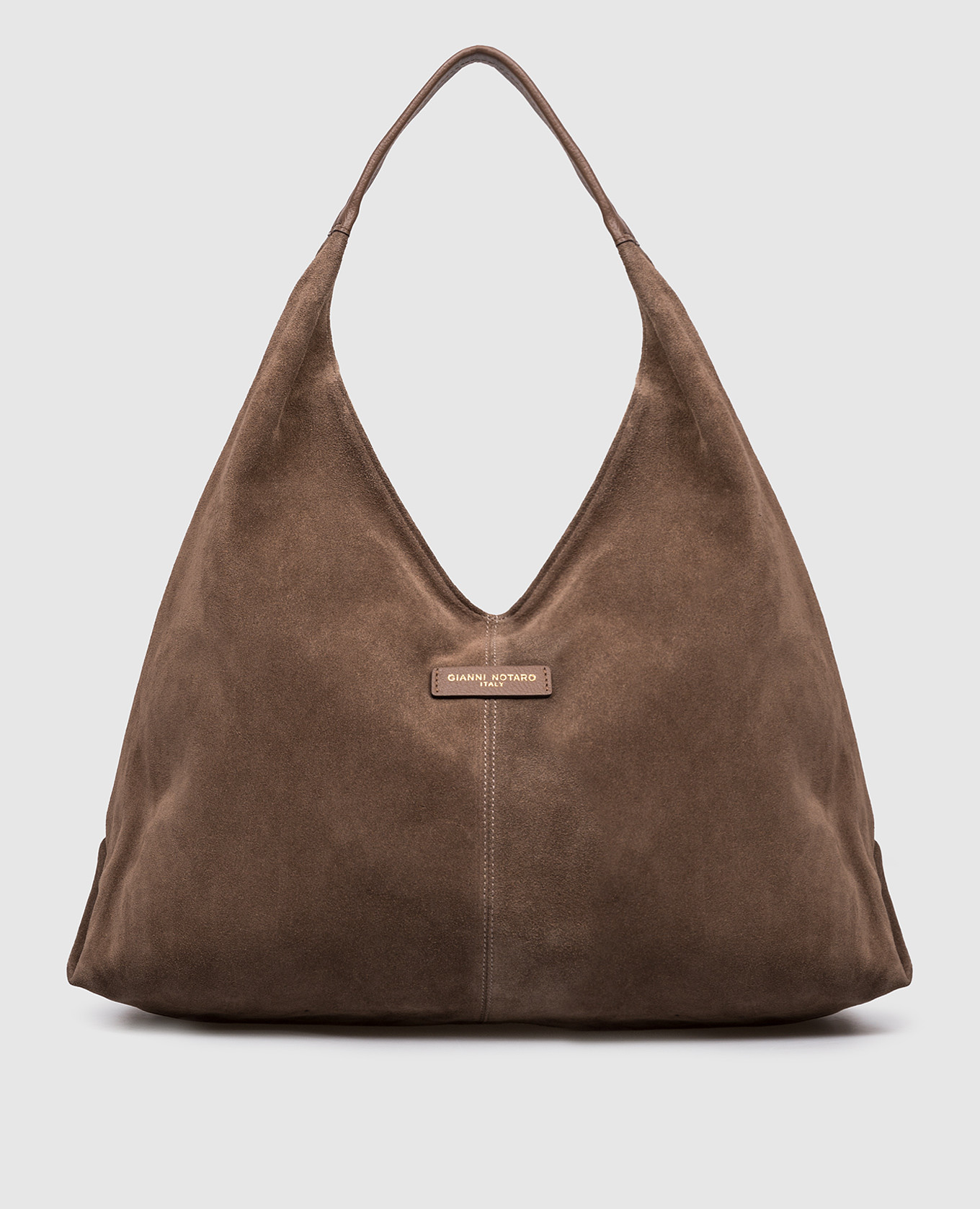 

Khaki suede bag with logo patch Gianni Notaro