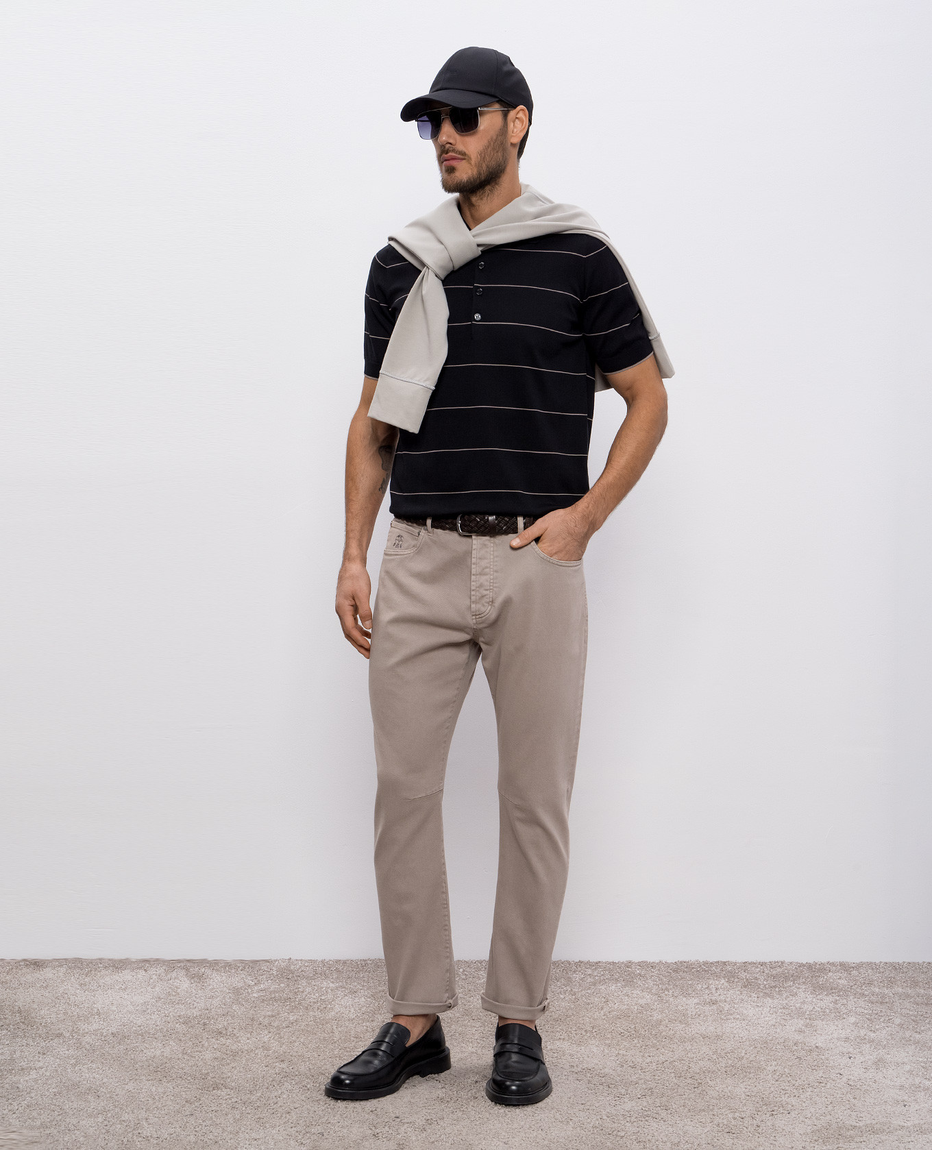 

Black striped polo shirt Brunello Cucinelli