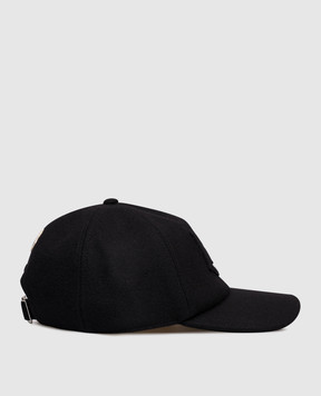 Moncler Black wool cap with monogram logo K20913B000360U571