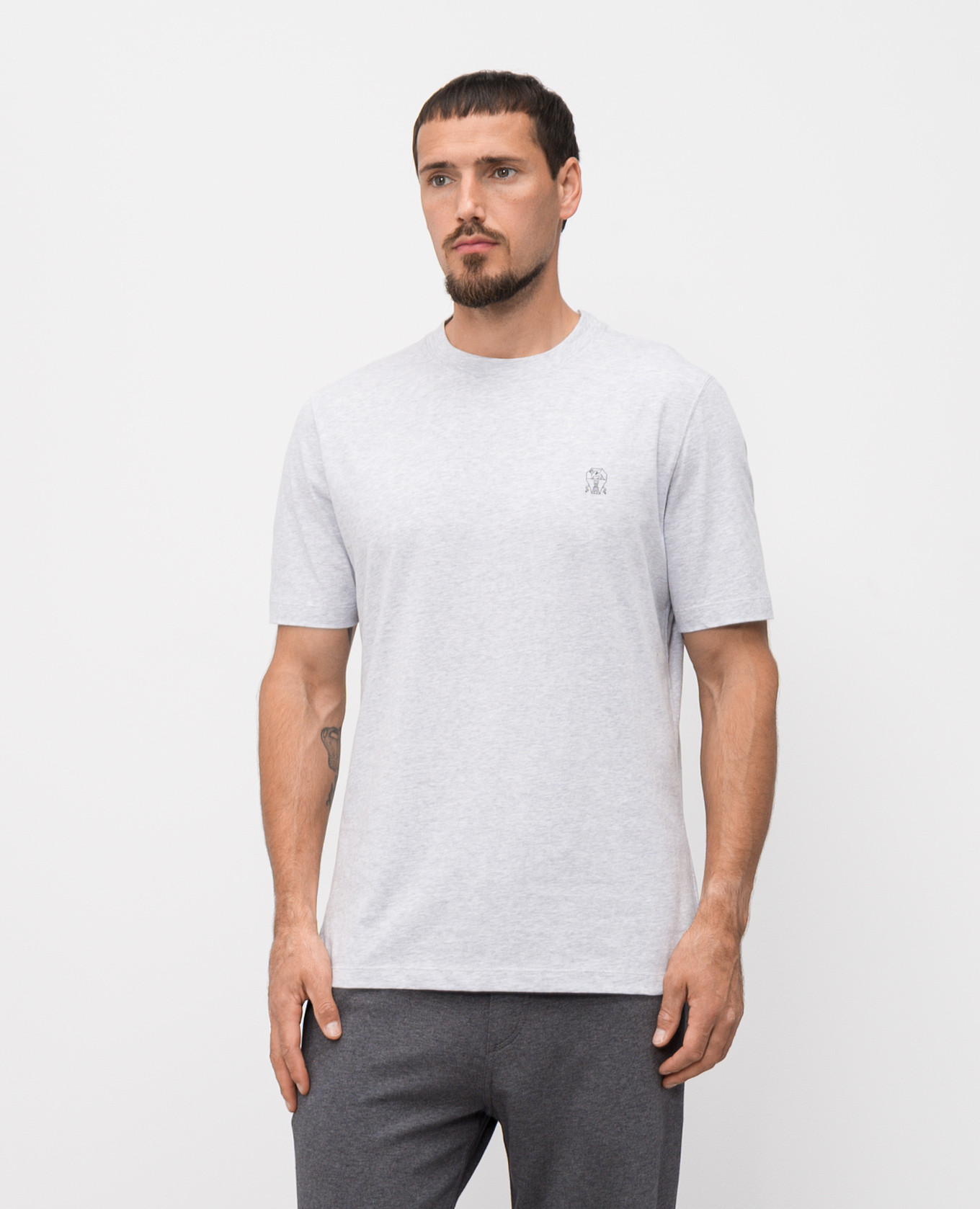 

Grey T-shirt with logo print Brunello Cucinelli
