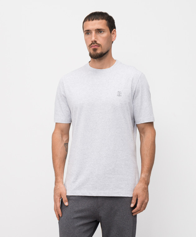 Tシャツ・カットソー BRUNELLO CUCINELLI Logo print T-shirt (M0B138440 CBH20) Brunello Cucinelli - Grey T-shirt with logo print M0B138440