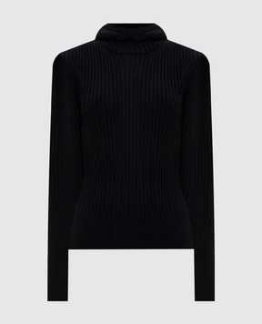 Moncler Black hoodie with ribbed wool J20939G00004M1259