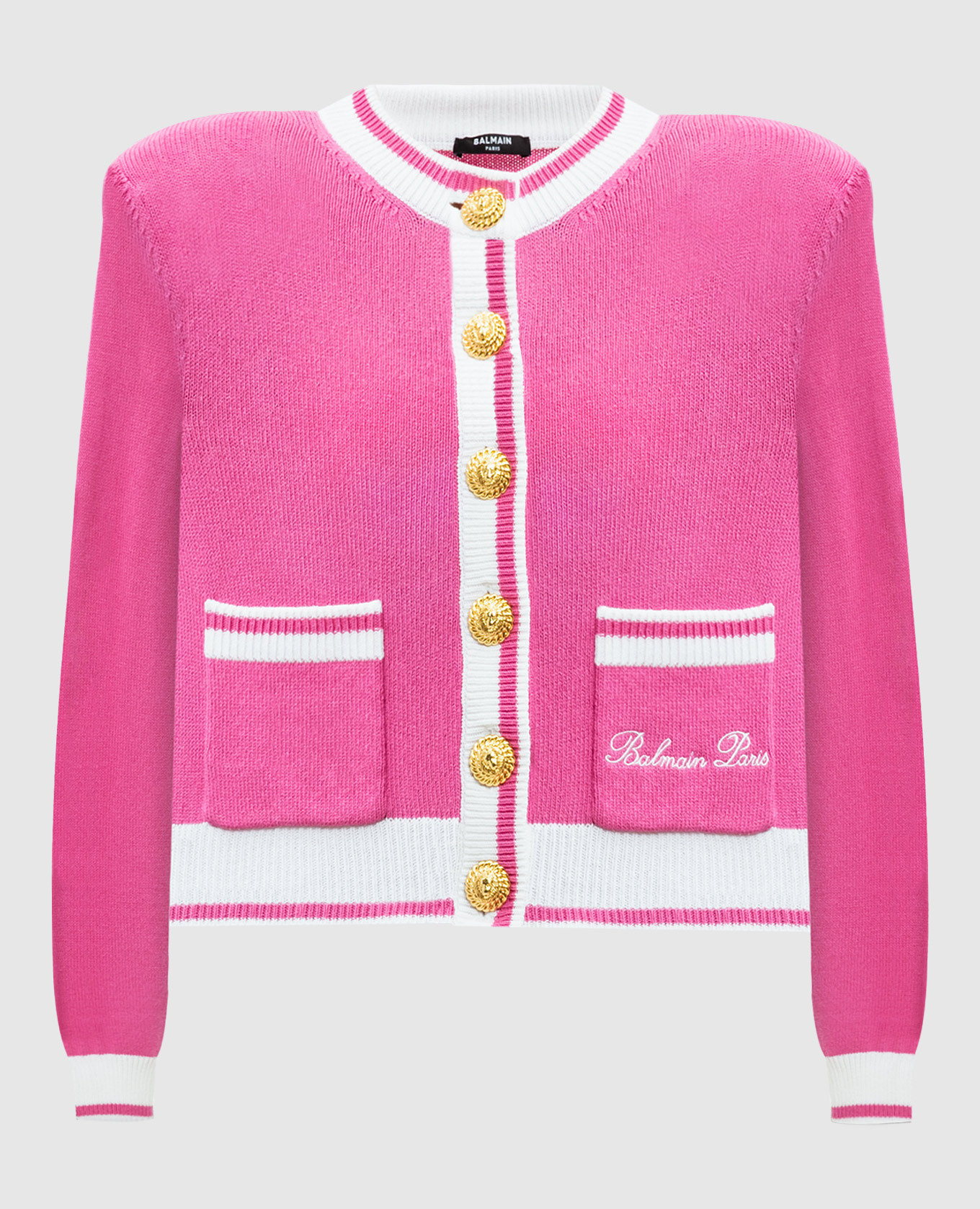 

Pink cardigan with logo embroidery Balmain