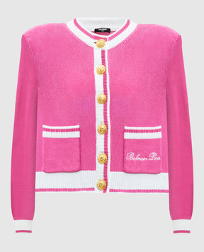 Balmain Pink cardigan with logo embroidery DF1KL133KG48