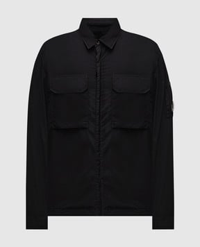 C.P. Company Black jacket with logo patch MOS090A005991G