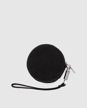 C2H4 Black suede wallet with logo R010BG078
