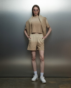 Woolrich Beige shorts with logo embroidery CFWWSH0038FRUT3696